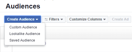 Facebook Custom Audience Menu