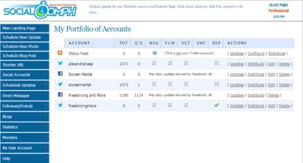 Hootsuite Alternatives - Socialoomph Dashboard