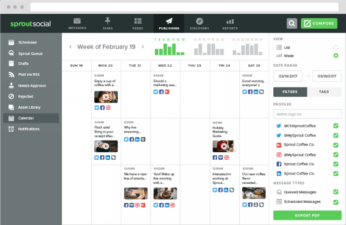 Hootsuite Alternatives - SproutSocial Publishing Scheduling